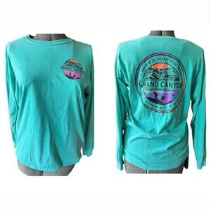 Blue 84 Grand Canyon Long Sleeve T-Shirt Large National Park Graphic Teal Hiking